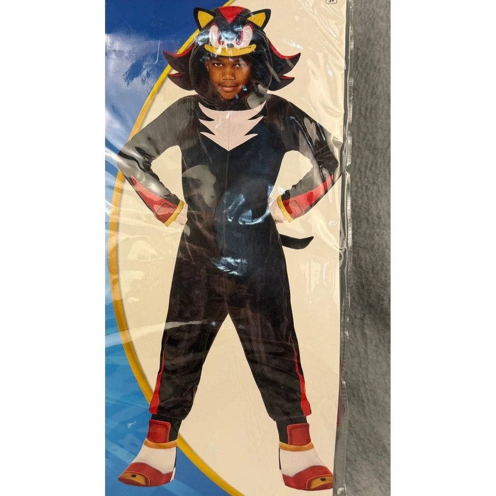 Spirit Halloween Shadow the Hedgehog Costume Kids XL 14-16 Black Jumpsuit NEW